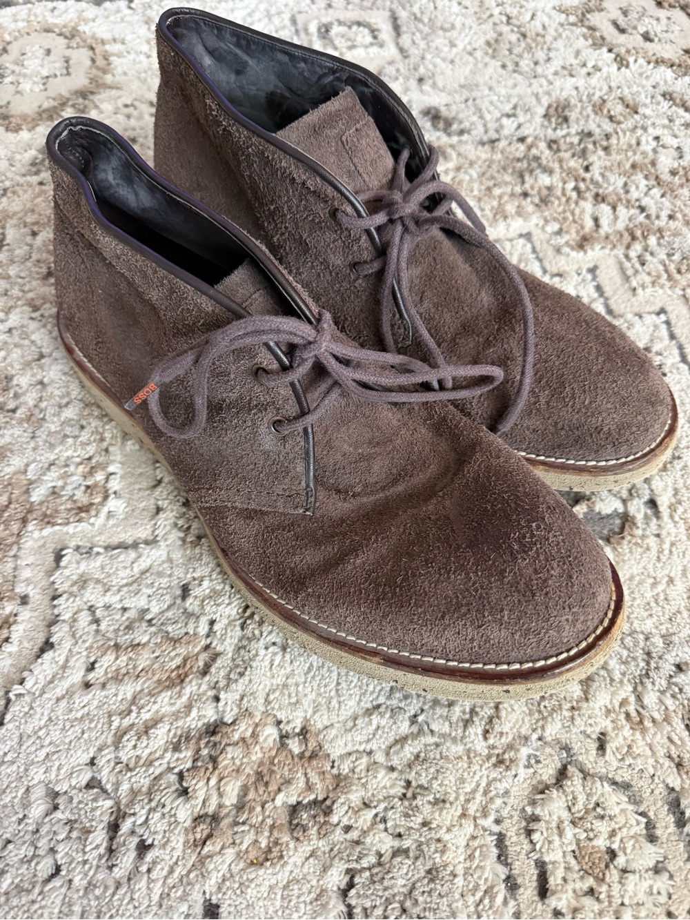 Hugo Boss Brown Suede Lace-Up Shoes